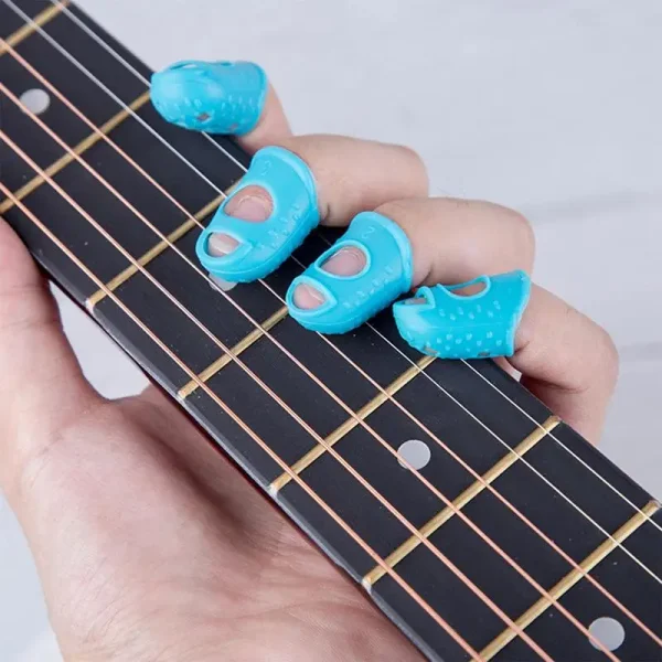 Guitar Finger Protector Breathable Silicone Finger Protector 4PCS Small Finger Pads Finger Sleeve for Folk Ukulele Guitar - Image 4