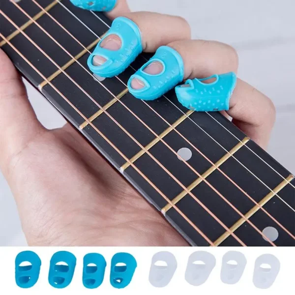 Guitar Finger Protector Breathable Silicone Finger Protector 4PCS Small Finger Pads Finger Sleeve for Folk Ukulele Guitar - Image 2