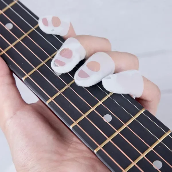 Guitar Finger Protector Breathable Silicone Finger Protector 4PCS Small Finger Pads Finger Sleeve for Folk Ukulele Guitar