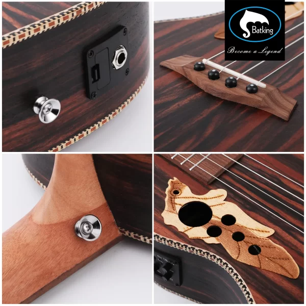 Batking Tenor Ukulele 26 Inch All Blackwood Acoustic Electirc Ukelele Kit with Truss Rod with EQ with Gig Bag,Strap, 26" Ukulele - Image 4