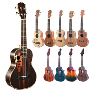Manufacturer Wholesale Cheap 21/23/24/26/30 Inch Ukulele Tenor Baritone Soprano Full Color Solid Wood Concert China