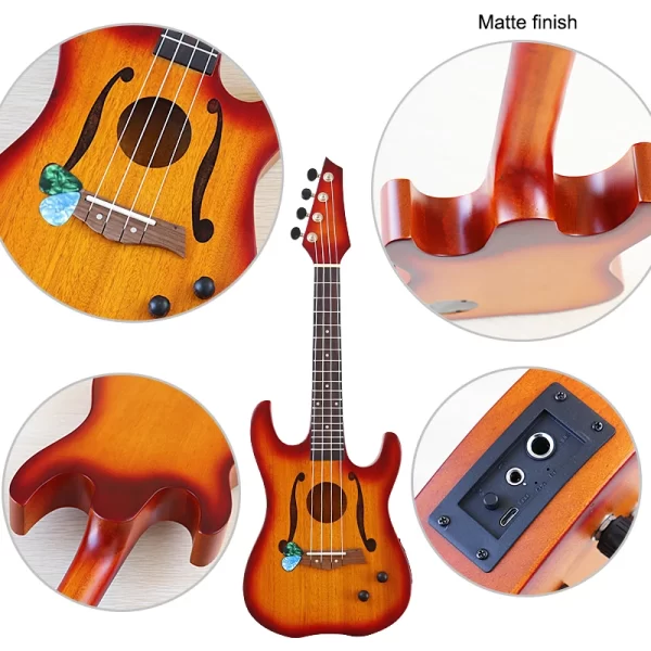 New Arrival 26 Inch Electric Ukulele Guitar Full Okoume Wood Guitar Body 4 String Mini Uk Guitar Children Gift With Foambag