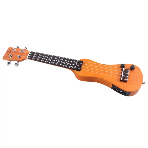 Silent Ukulele, 21 Inch Solid Wood Electric Ukulele for Practice or Performances with AMP Output Italian Nylon String w/Tuner St - Image 3