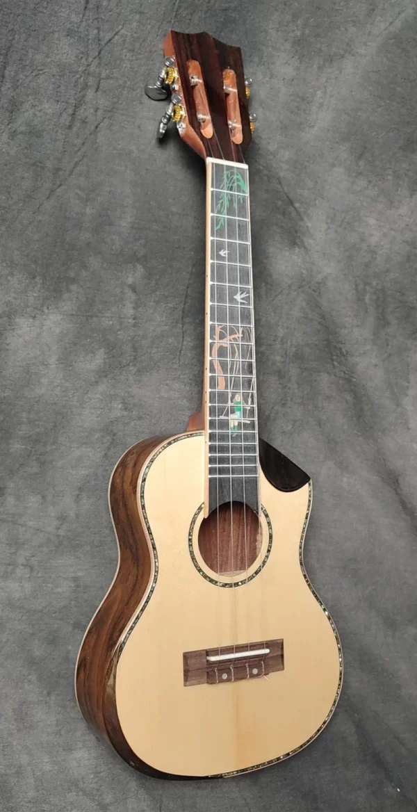 Professional 24" Electric Ukulele With Solid Flame Maple TOP/Flame Maple Body, 24 ukulele Concert,Thickness 3.5mm solid wood top - Image 3