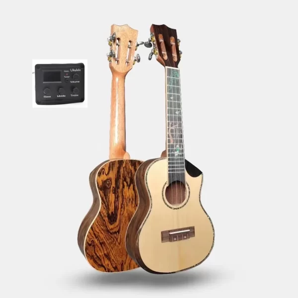 Professional 24" Electric Ukulele With Solid Flame Maple TOP/Flame Maple Body, 24 ukulele Concert,Thickness 3.5mm solid wood top - Image 2