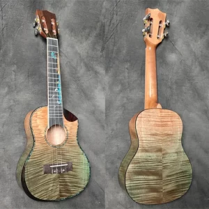 Professional 24" Electric Ukulele With Solid Flame Maple TOP/Flame Maple Body, 24 ukulele Concert,Thickness 3.5mm solid wood top