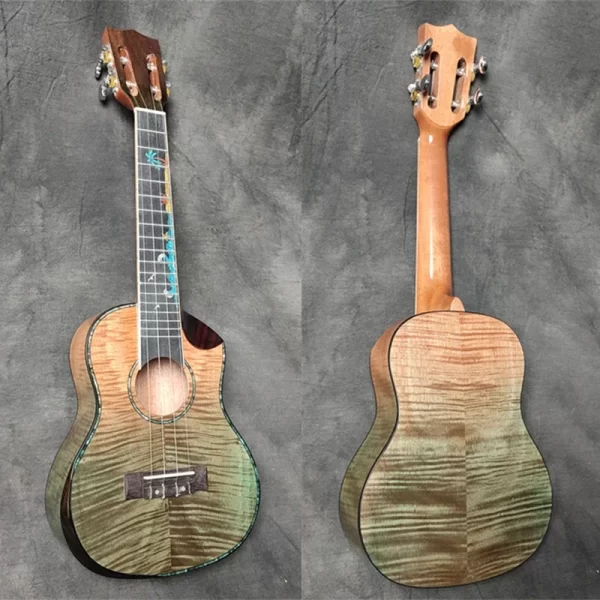 Professional 24" Electric Ukulele With Solid Flame Maple TOP/Flame Maple Body, 24 ukulele Concert,Thickness 3.5mm solid wood top