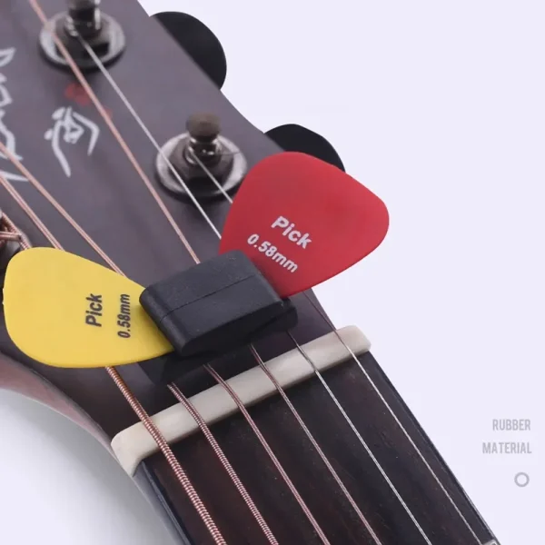 Innovative Rubber Guitar Pick Holder Quick-Lock String Clip For Guitars Bass & Ukulele Black Plectrum Storage Accessory - Image 4