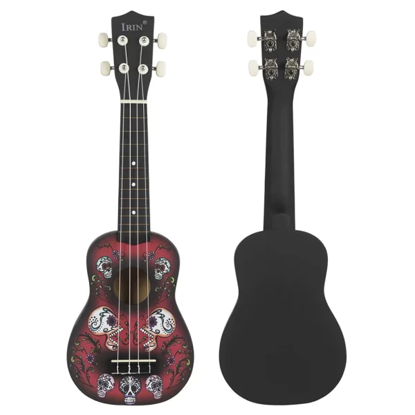 irin 21 inch ukulele 4 strings hawaiian guitar skull guitarra ukulele with bag strings tuner picks guitar parts & accessories