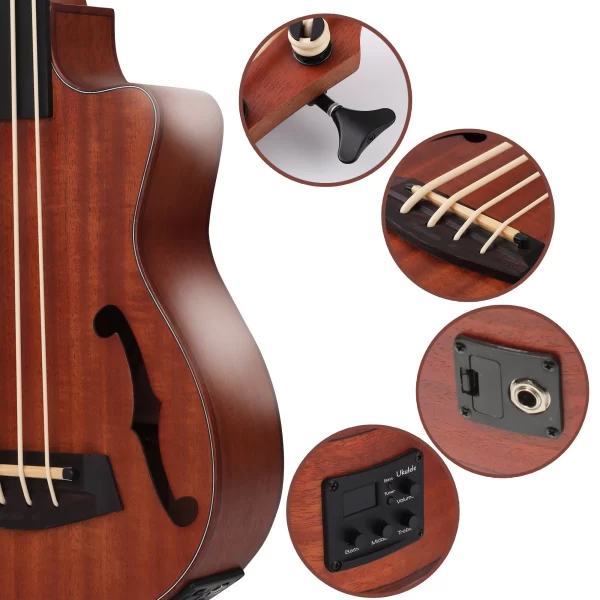 Batking Ukulele Bass Electric Ubass，30 inch Baritone bass ukulele, Fretted Electric Acoustic Uku bass With Gig Bag - Image 4