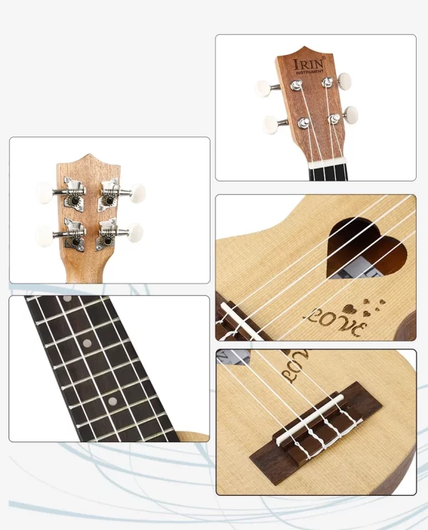 IRIN 17 Inch Ukulele Spruce Wood Musical Instrument 4 String Hawaiian Guitar With Storage Bag Adult Gifts Kids Educational Tools - Image 6