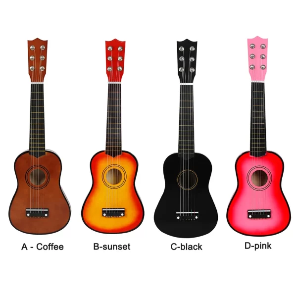 21 inch Basswood Ukulele 6 Strings Small Bass Acoustic Guitar Musical Instruments with Picks for Children Kids - Image 2