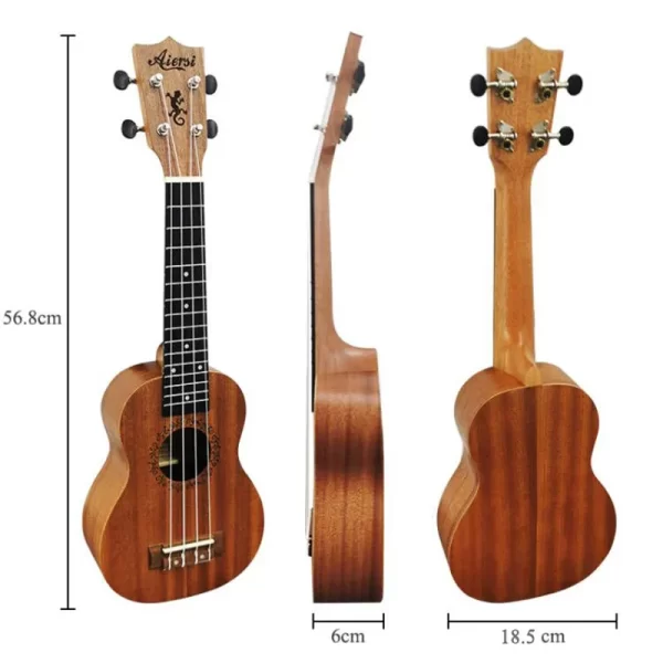 Full Pack Aiersi 21 Inch Soprano Spruce Mahogany ukulele With Dolphin Pineapple Design Ukelele Guitar With Bag Tuner Capo - Image 4