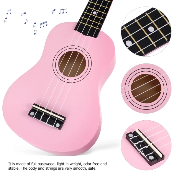 21 Inch Ukulele Set For Beginners Soprano Guitar Hawaiian Instrument Full Basswood With Storage Bag Spare String Pick Teaching - Image 5
