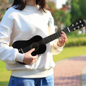 21 inch Basswood Ukulele 6 Strings Small Bass Acoustic Guitar Musical Instruments with Picks for Children Kids